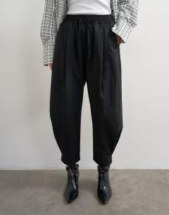 Drawcord techy balloon trousers in black