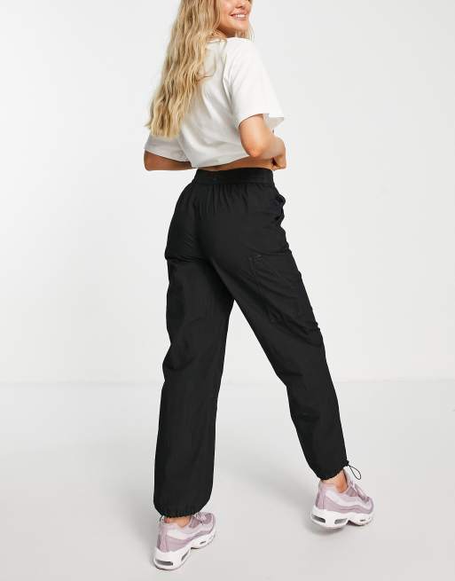 Black Drawstring Cuffed Cargo Trousers