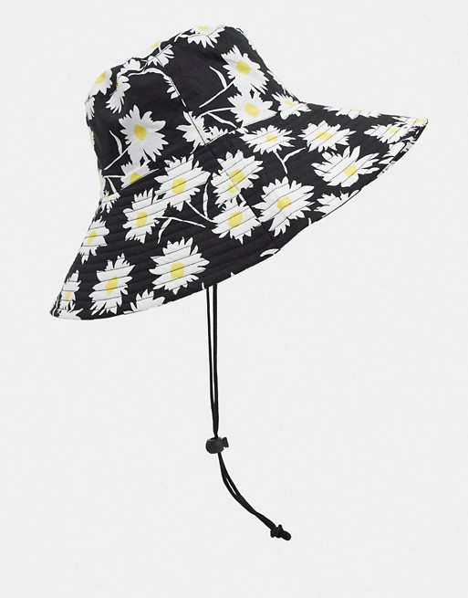Topshop drawstring daisy print bucket hat