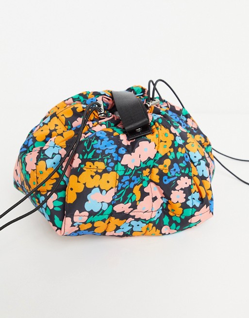 Topshop drawstring make up bag in multi floral