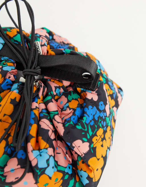 Topshop drawstring make up bag in multi floral