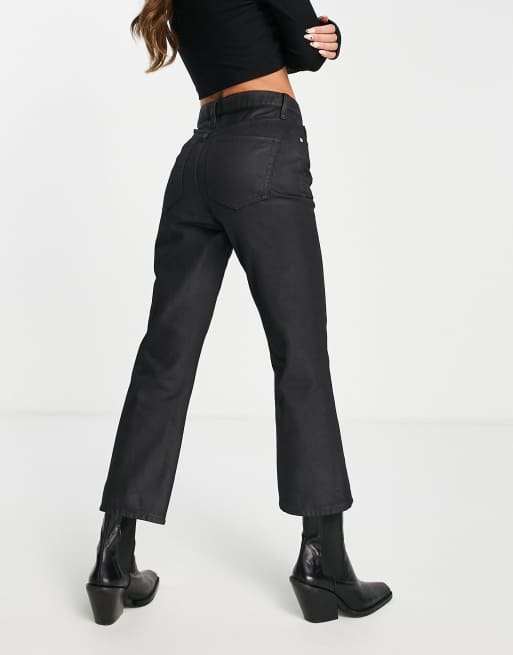 Topshop black outlet coated jeans