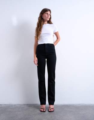 Topshop Topshop Dree high rise slim straight leg jean in black