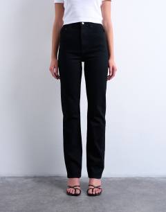 Dree high rise slim straight leg jean in black
