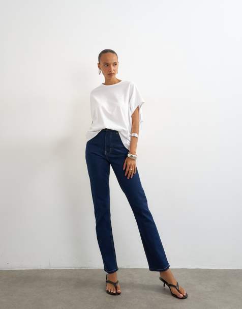 Topshop Dree high rise slim straight leg jean in indigo rinse - view 1