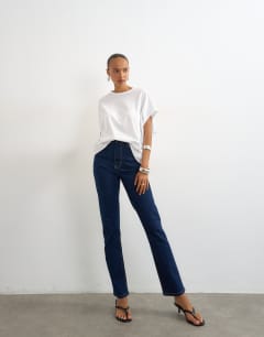 Dree high rise slim straight leg jean in indigo rinse