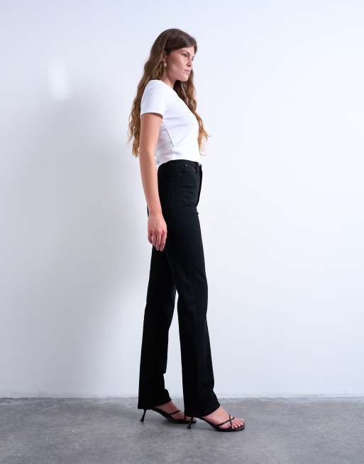 Topshop Dree high rise slim straight leg jeans in black, 2 of 6