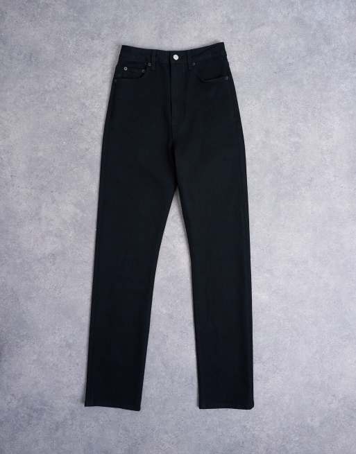 Topshop Dree high rise slim straight leg jeans in black, 5 of 6