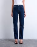 [Topshop] Topshop Dree high rise slim straight leg jeans in indigo rinse-Blue W24 L32 Indigo rinse