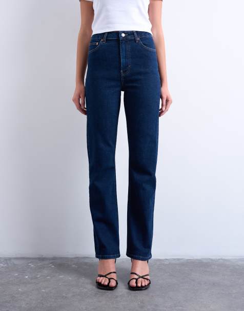 Topshop Dree high rise slim straight leg jeans in indigo rinse - view 1