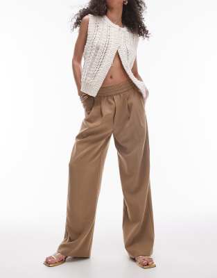 Topshop Dressy Sweatpants In Beige-neutral