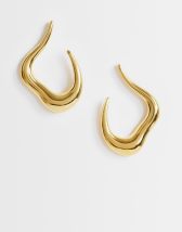 Topshop Drew waterproof asymmetric hoop earring in gold