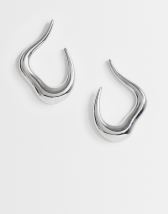Topshop Drew waterproof asymmetric hoop earring in silver