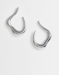 Drew waterproof asymmetric hoop earring in silver