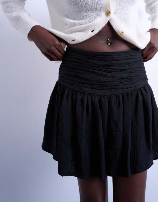 Topshop drop waist mini skirt in black, 3 of 5