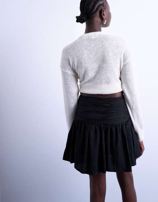 Topshop drop waist mini skirt in black, 4 of 5