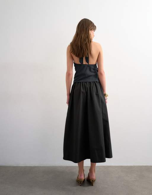 Topshop drop waist saloon maxi skirt in black, 3 of 5