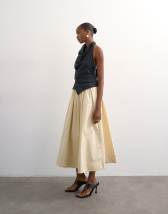 Topshop drop waist saloon maxi skirt in buttermilk