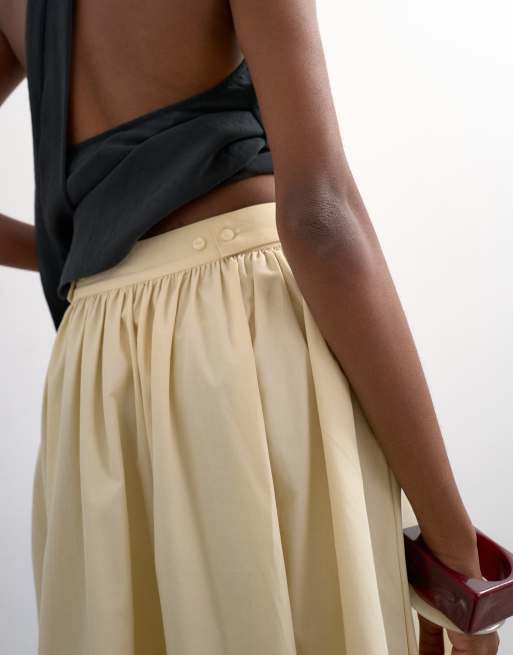 Topshop drop waist saloon maxi skirt in buttermilk, 2 of 5