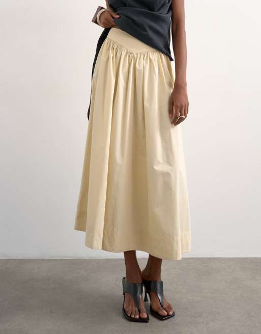 Topshop drop waist saloon maxi skirt in buttermilk, 3 of 5