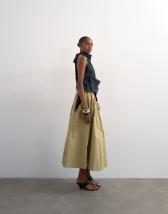 Topshop drop waist saloon maxi skirt in green