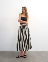 Topshop drop waist saloon maxi skirt in mono stripe print