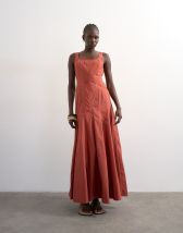 Topshop dropped hem full circle skirt sundress in rust