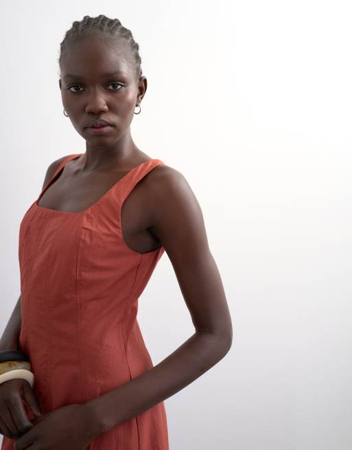 Topshop dropped hem full circle skirt sundress in rust, 2 of 4