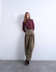 Dropped waist balloon trouser in camel