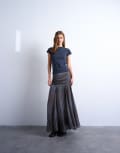 [Topshop] Topshop dropped waist full hem maxi skirt in stripe-Multi 10 MULTI