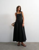 Topshop dropped waist maxi dress in black