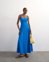 Topshop dropped waist maxi dress in cobalt