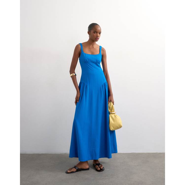Topshop dropped waist maxi sundress in cobalt blue | ASOS