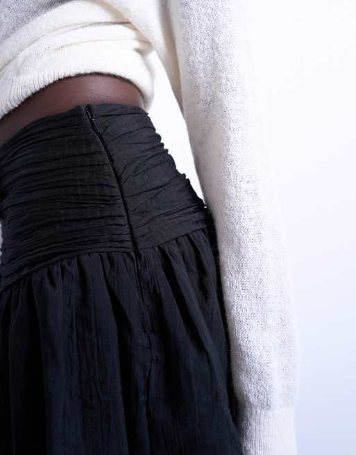Topshop dropped waist mini skirt in black, 5 of 5