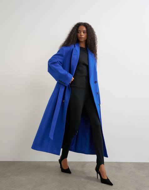 Topshop długi formalny płaszcz w kolorze niebieskim - view 1