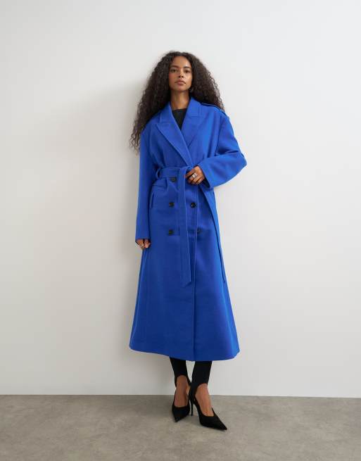 Topshop długi formalny płaszcz w kolorze niebieskim, 1 z 4
