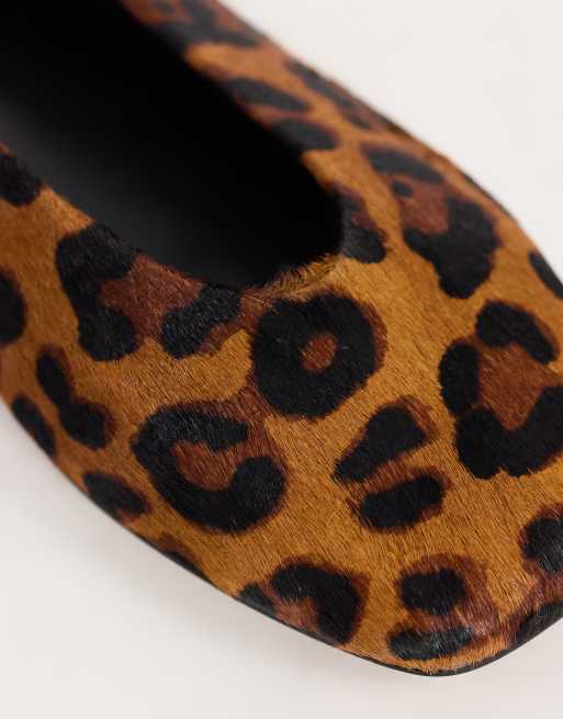 Topshop Duke - bailarinas de punta afilada con estampado de leopardo en piel auténtica, 3 de 4