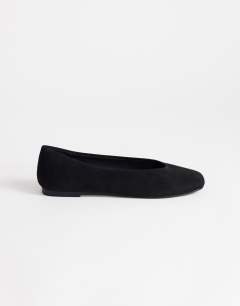 Duke faux suede chiselled ballet flat in black