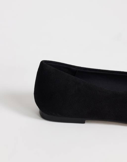 Topshop Duke faux suede chiselled ballet flat in black, 4 of 4