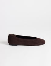 Topshop Duke faux suede chiselled ballet flat in chocolate