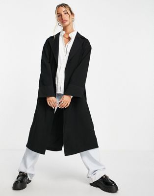 Topshop duster coat in black - ASOS Price Checker