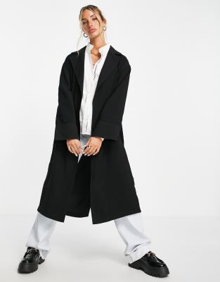 Topshop duster coat in black - ASOS Price Checker