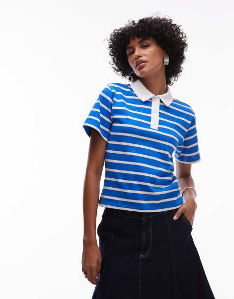 Topshop – Dżersejowy top w stylu rugby z krótkimi rękawami w różnokolorowe paski - view 1