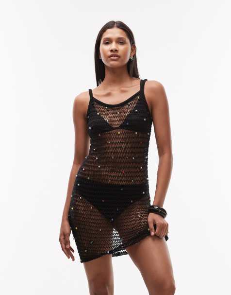 Topshop – Dzianinowa sukienka mini z kolorowymi koralikami - view 1