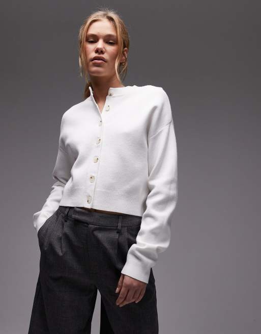 Topshop – Dzianinowy kardigan w kolorze kości słoniowej
