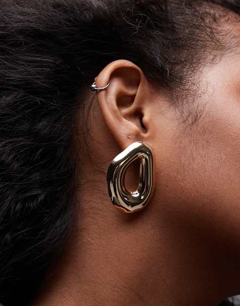 Topshop – Earle – Guldfärgade, rundade örhängen - view 1