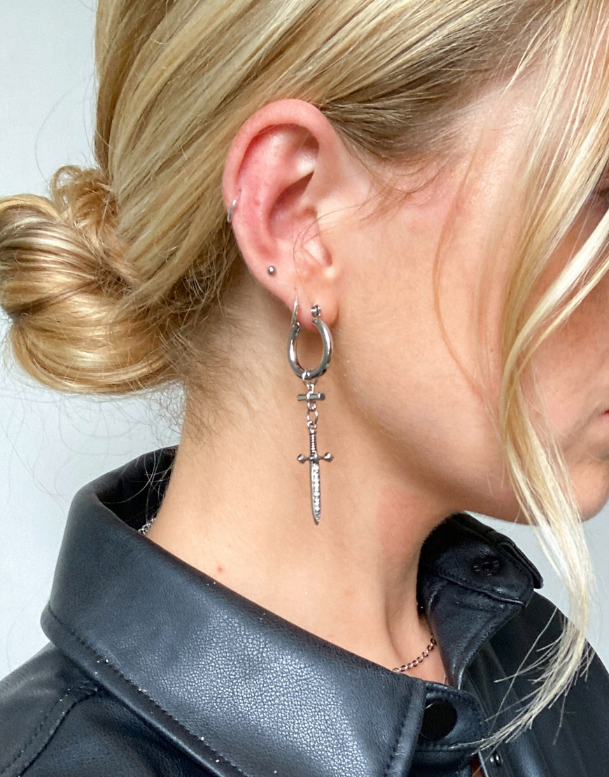 Topshop earring with t-bar drop in silver