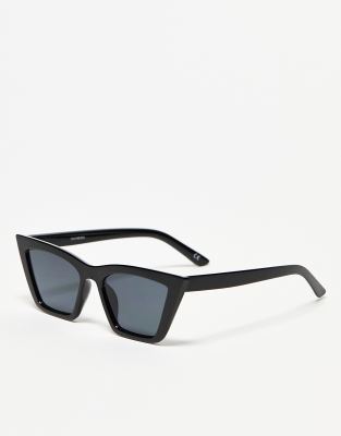 Topshop - Eckige Oversize-Cat-Eye-Sonnenbrille in Schwarz-Black