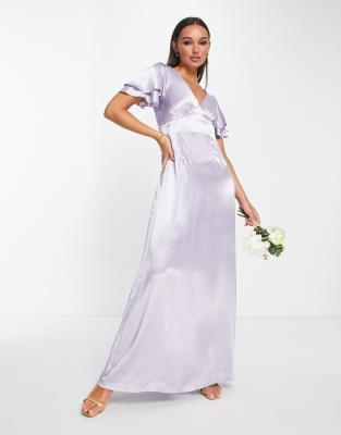 Topshop Vera Blend Bridesmaid Heart Cut Out Back Midi Dress In Lilac - Lilac-purple