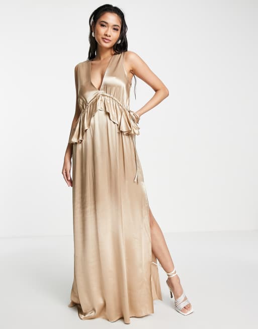 Gold 2025 ruffle dress